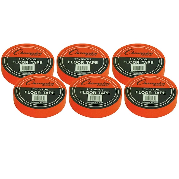 Floor Marking Tape, 1in x 36 yd, Orange, PK6